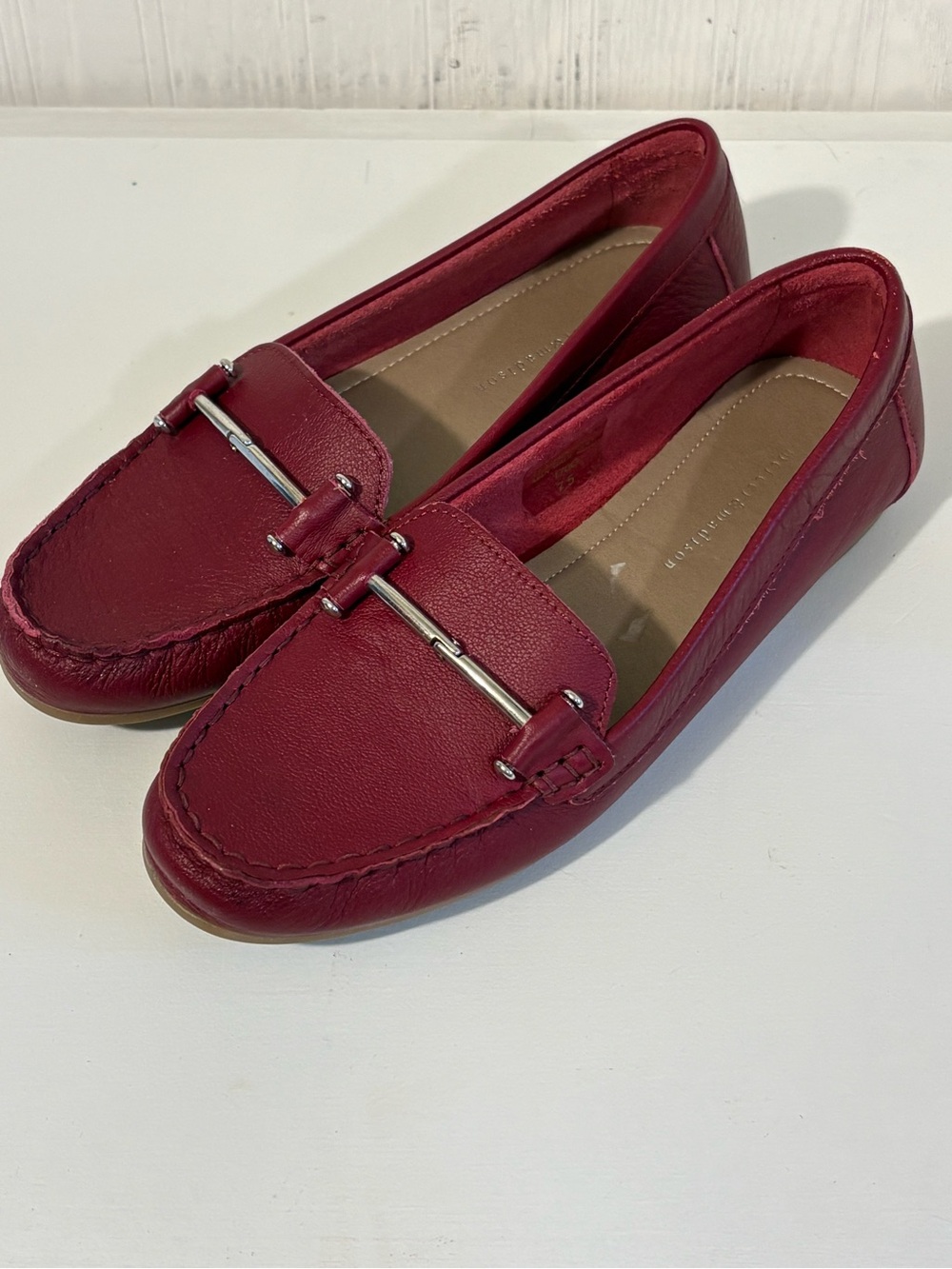 Mercer & Madison Classic Cranberry color Leather Slip-On Loafers